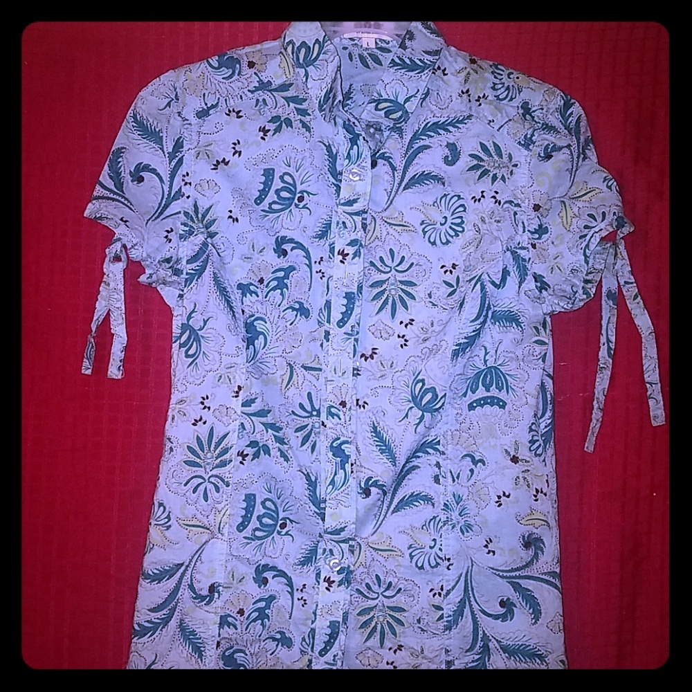 Button down short sleeve blouse